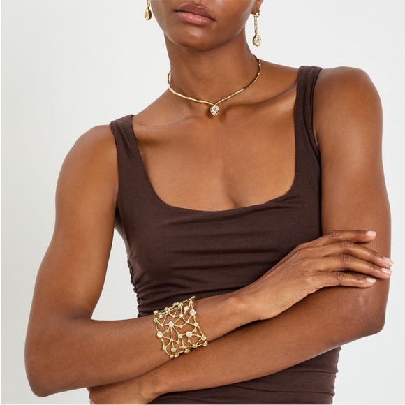 Alexis Bittar Asterales Gold Celestial Wide Cuff Bracelet - Picture 12 of 12